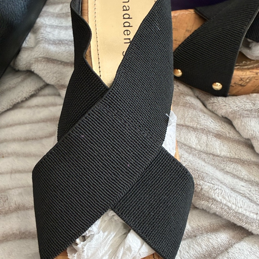 Steve Madden Cork Black Strap Nautic Sandals NWT - Picture 5 of 8